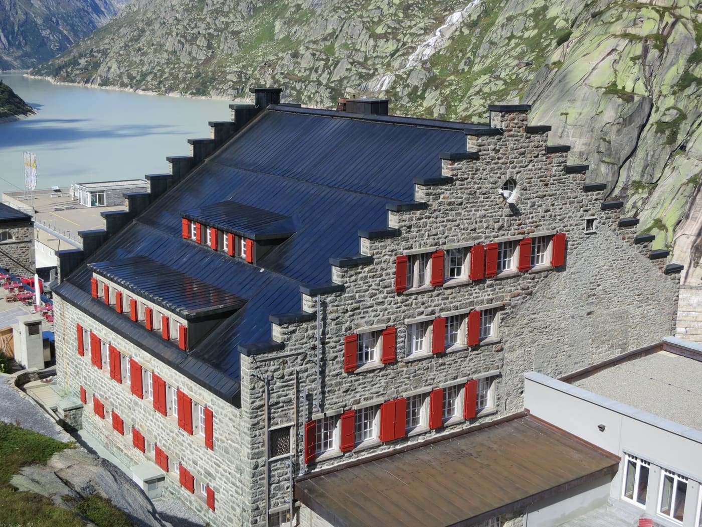 Grimsel dams with installations and hospice